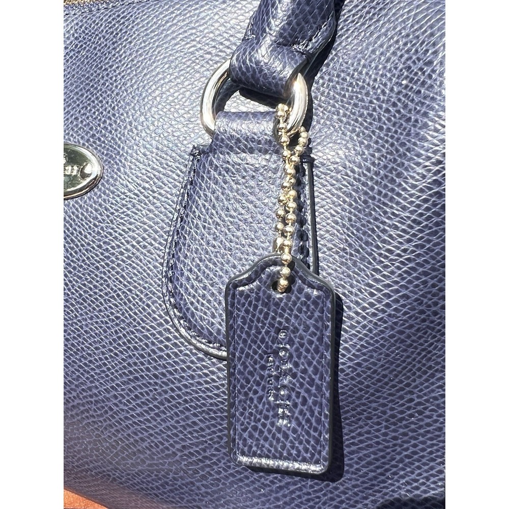 Coach Navy Blue Crossgrain Leather Mini Satchel Crossbody Purse Zip Top - Picture 2 of 16
